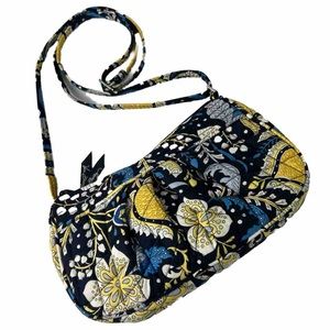 Vera Bradley Ellie‎ Blue Frannie Crossbody Purse Blue Yellow EUC Retired Pattern